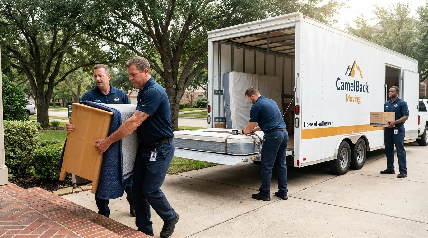 Crew loading residential truck for cross-state move from Tazewell, VA